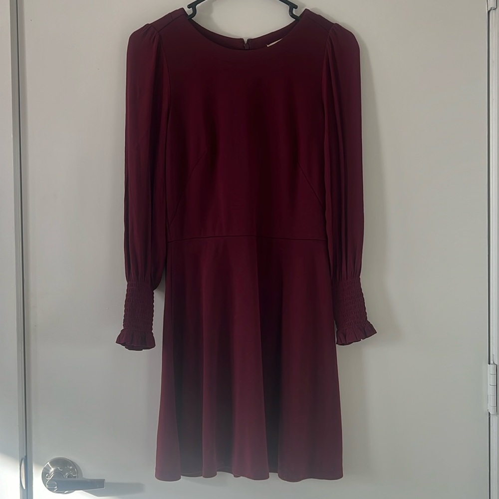 Maroon Red Ann Taylor LOFT Long Sleeve Dress - 00